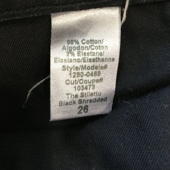 CURRENT ELLIOTT The Stiletto Black Shredded Distressed Ankle/Crop 5 Pocket Jeans - Picture 4 of 13